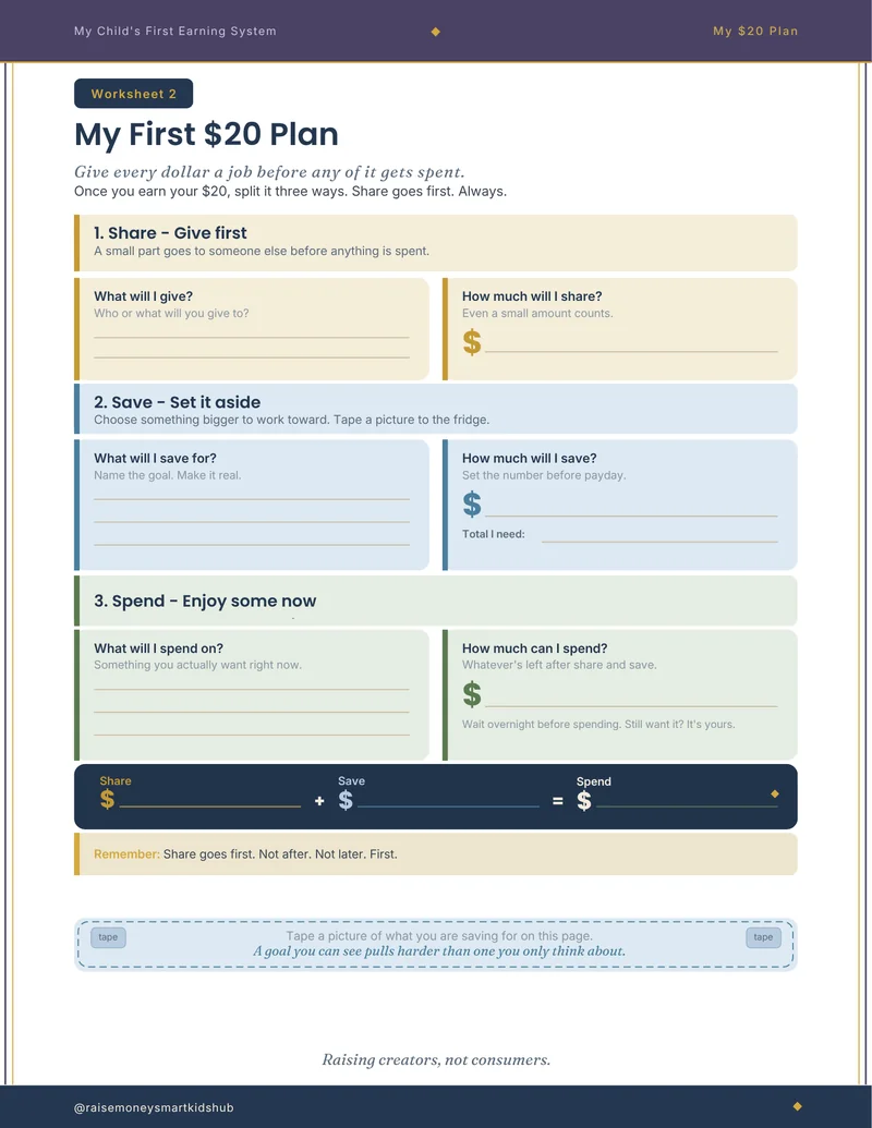My First $20 Plan